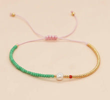 Load image into Gallery viewer, Seed Bead with Pearl Adjustable Bracelet
