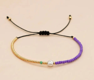 Seed Bead with Pearl Adjustable Bracelet