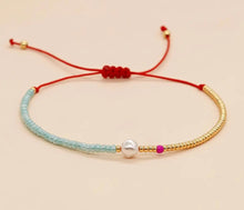 Load image into Gallery viewer, Seed Bead with Pearl Adjustable Bracelet
