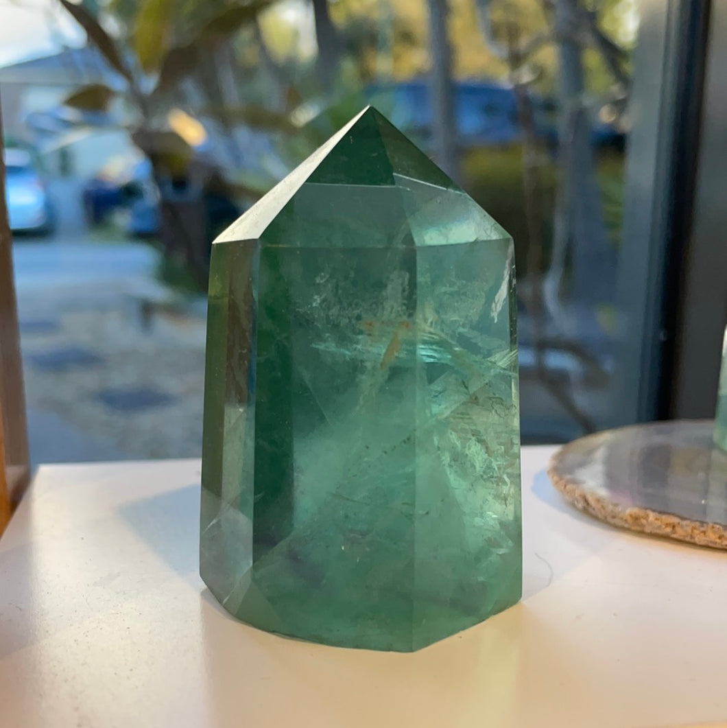 Green Fluorite Thick Tower Crystal