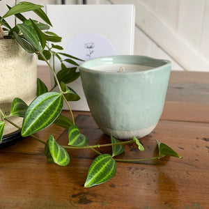 Small Mint Green Ceramic Candle