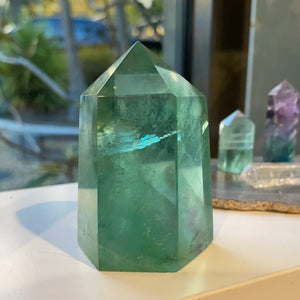 Green Fluorite Thick Tower Crystal